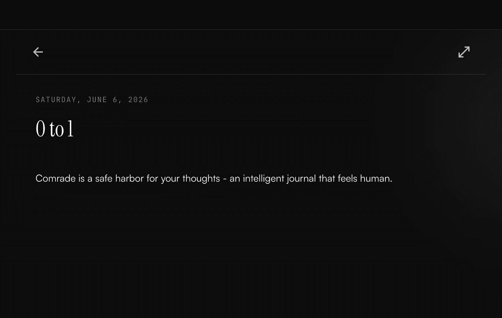 Journaling interface mockup